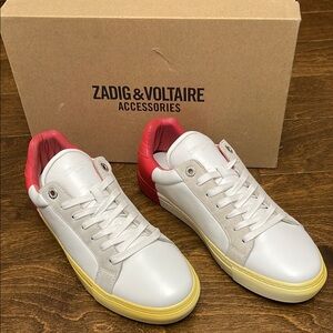 Zadig & Voltaire Men's White and Red Sneakers
